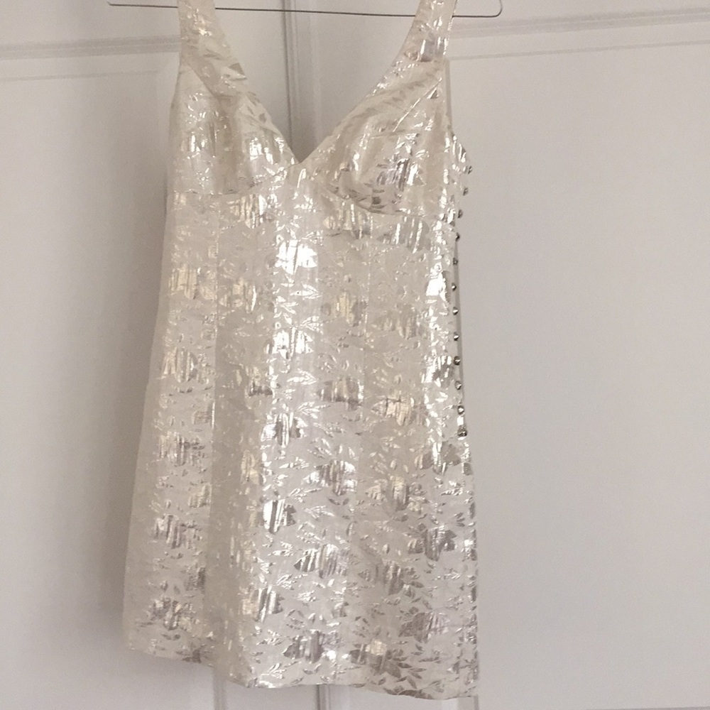 Perfect Tibi jacquard silver dress with buttons!